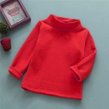 Дитячий однотонний теплий гольф Baby Basic (Червоний 130см) фото