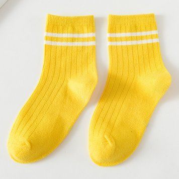 Шкарпетки дитячі однотонні з смужками Baby Socks (Желтый 1-3 года) фото