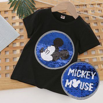 Футболка детская с принтами на пайетках Mouse Черный 100см 11890 фото