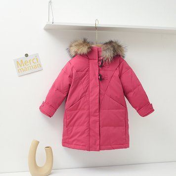 Куртка дитяча на пуху подовжена Baby Basic Winter (Темно-рожевий 110см) фото