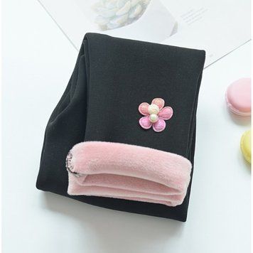 Лосини для дівчинки теплі чорні 100 см фото