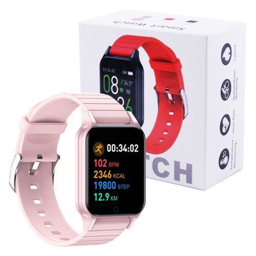 Смарт часы Smart Watch T96 стильные с защитой от влаги и пыли с измерением температура тела. Цвет: розовый фото