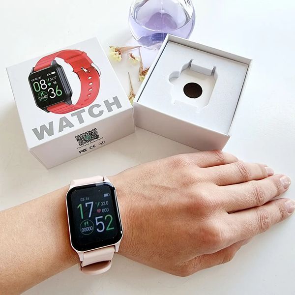 Смарт часы Smart Watch T96 стильные с защитой от влаги и пыли с измерением температура тела. Цвет: розовый фото