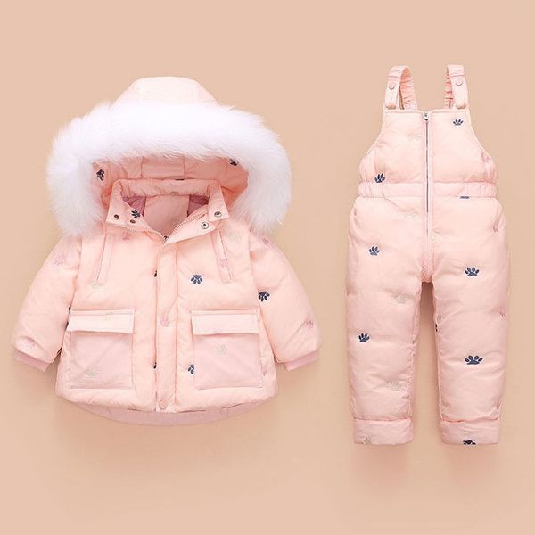 Комбінезон дитячий з білим хутром 90см Рожевий (10134) фото