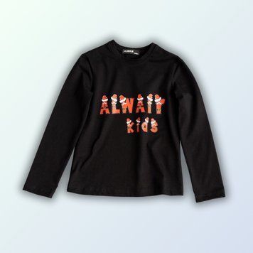 Лонгслив детский новогодний с надписью Alwair Kids Черный 86-92 81039 фото
