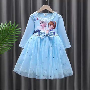 Платье детское с фатиновой юбкой Frozen Princess (Голубой 130см) фото