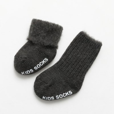 Дитячі теплі однотонні шкарпетки Kids Socks 0-1 рік Темно-сірий (13021) фото