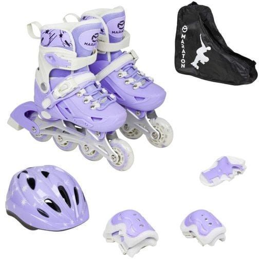 Розсувні ролики Maraton Vega, набір захисту та шолом, S (31-34), Purple, Фіолетовий фото