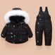 Комбінезон дитячий з білим хутром 100см Чорний (10134) фото