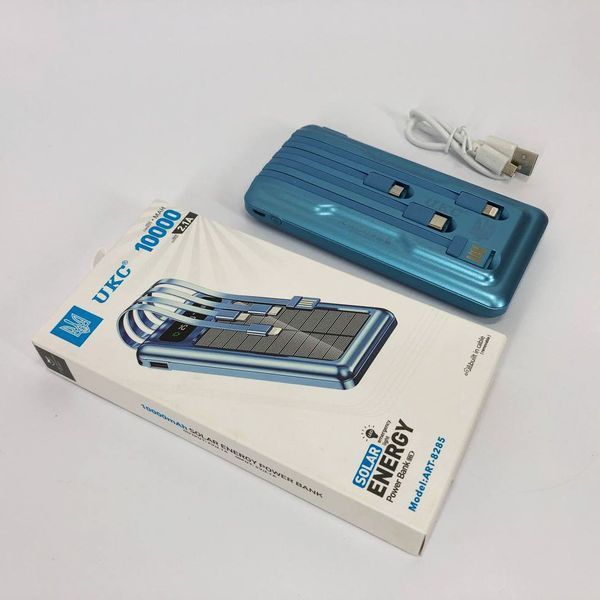 Портативное зарядное устройство на 10000mAh, Power Bank на солнечной батарее, зарядка. Цвет: синий фото