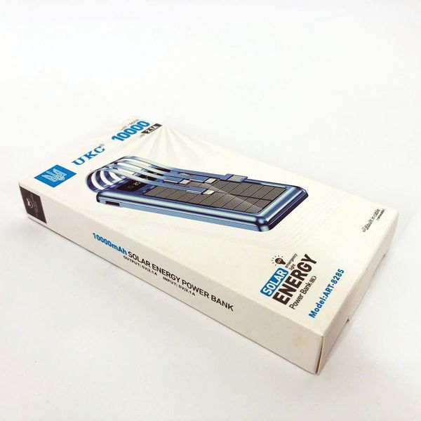 Портативное зарядное устройство на 10000mAh, Power Bank на солнечной батарее, зарядка. Цвет: синий фото