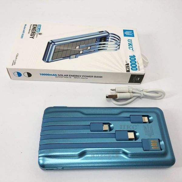 Портативное зарядное устройство на 10000mAh, Power Bank на солнечной батарее, зарядка. Цвет: синий фото