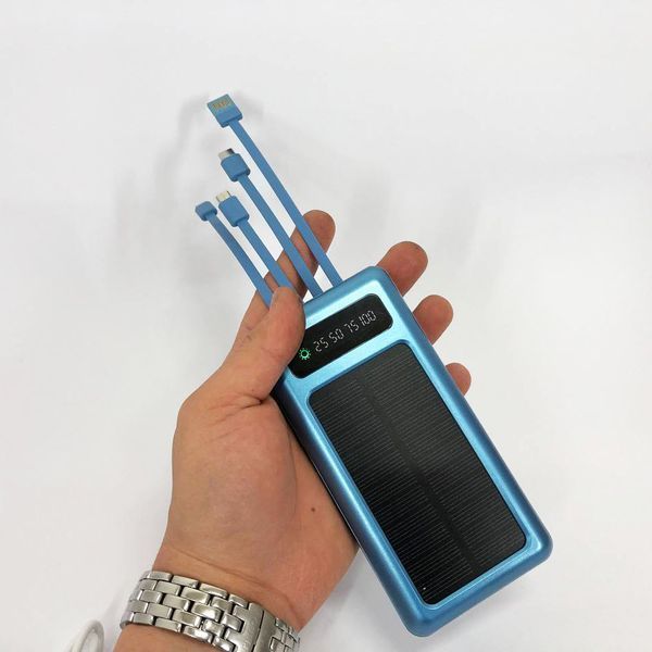 Портативное зарядное устройство на 10000mAh, Power Bank на солнечной батарее, зарядка. Цвет: синий фото