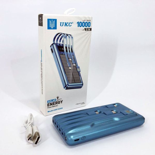 Портативное зарядное устройство на 10000mAh, Power Bank на солнечной батарее, зарядка. Цвет: синий фото