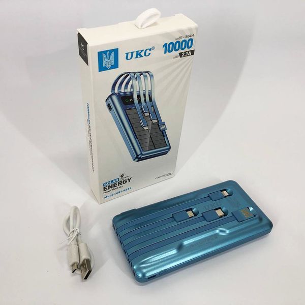 Портативное зарядное устройство на 10000mAh, Power Bank на солнечной батарее, зарядка. Цвет: синий фото