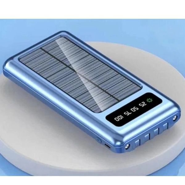 Портативное зарядное устройство на 10000mAh, Power Bank на солнечной батарее, зарядка. Цвет: синий фото