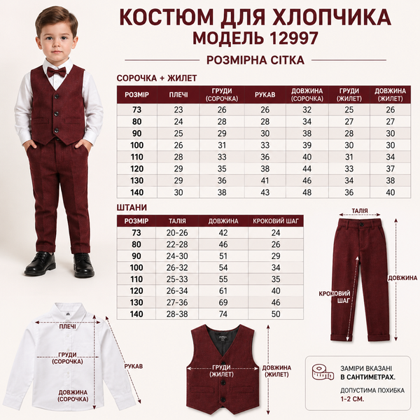 Костюм дитячий трійка джентльмен TemDoger (Синій 140см) фото