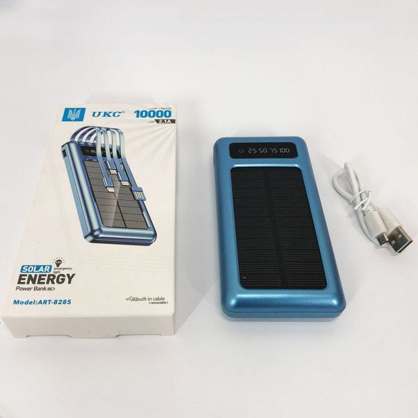 Портативное зарядное устройство на 10000mAh, Power Bank на солнечной батарее, зарядка. Цвет: синий фото