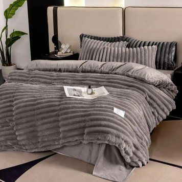 Постільна білизна Шарпей (200x220) Colorful VELOOR BED LINEN SHARPE 013759, Темно-cірий, Євро фото