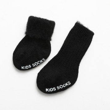 Шкарпетки дитячі теплі однотонні Kids Socks (Чорний 0-1 рік) фото