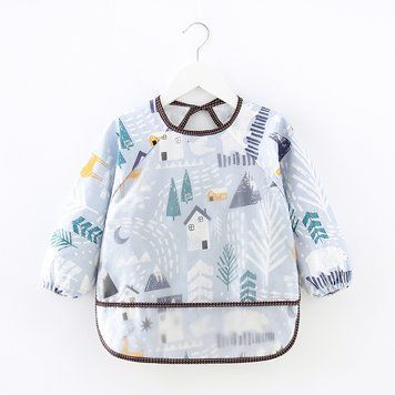 Слюнявчик дитячий водовідштовхуючий с довгим рукавом (Синій 90см) фото