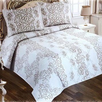 Жакардове покривало з наволочками My Bed Бежево-сірий фото