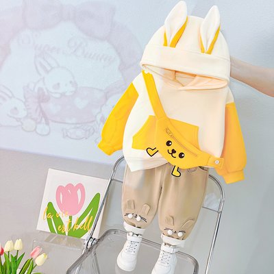 Дитячий костюм з сумочкою та вушками на капюшоні 110см Жовтий (13572) фото