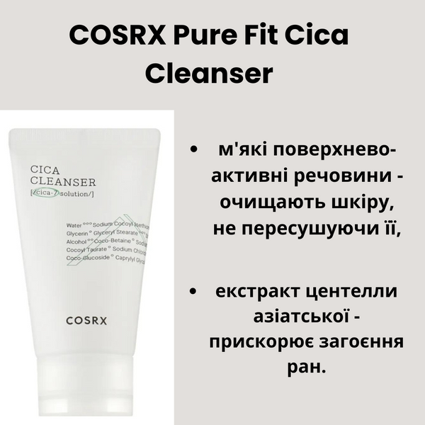 Очищающая пенка для чувствительной кожи COSRX Pure Fit Cica Cleanser, 50 мл фото