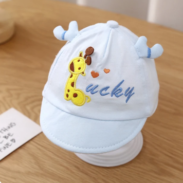 Кепка с ушками для малышей Жирафик Lucky Giraffe Newborn, Голубой, Обх. голови 35-45 см фото