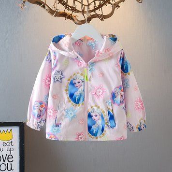 Дитяча вітровка Frozen з принтом (Рожевий 140 см) фото