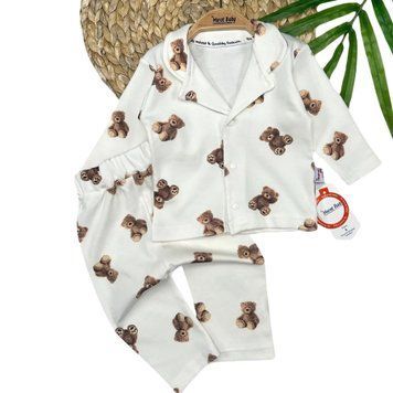 Дитяча піжама ведмедика Teddy – піжамний комплект Murat Baby Туреччина (Білий, 80 см - 12 місяців) фото