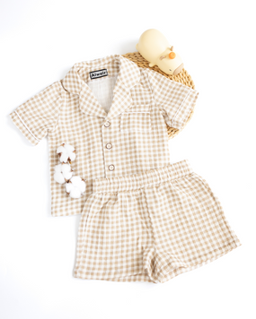 Пижама детская летняя в клетку Sleep Alwair Kids Бежевый 110см 81157 фото