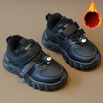 Теплі зимові кросівки з ведмедиком для маленьких модників (Чорний 27 17см) фото