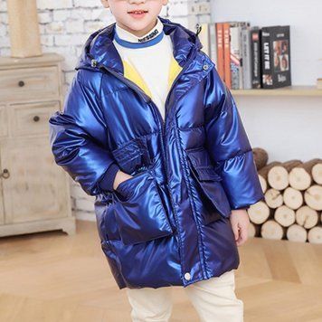 Куртка детская на пуху с капюшоном Fashion Line (Темно-синий 140см) фото