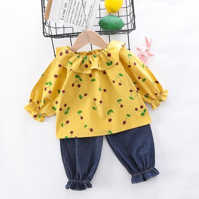 Дитячий костюм вишня з оборками 90см Жовтий (10564) фото