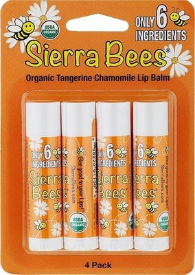 Набір органічних бальзамів для губ "Мандарин та ромашка" Tangerine Chamomile Sierra Bees Organic Lip Balms 4 в упаковці 4,25 г кожний фото