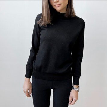 Жіночий гольф однотонний з коміром під горло S Чорний (а3452) фото