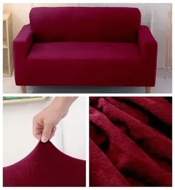 Чехол для защиты трехместного дивана Diana Textile Plush Velvet, 195-230 см, Бордовый фото