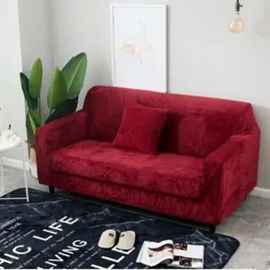 Чехол для защиты трехместного дивана Diana Textile Plush Velvet, 195-230 см, Бордовый фото