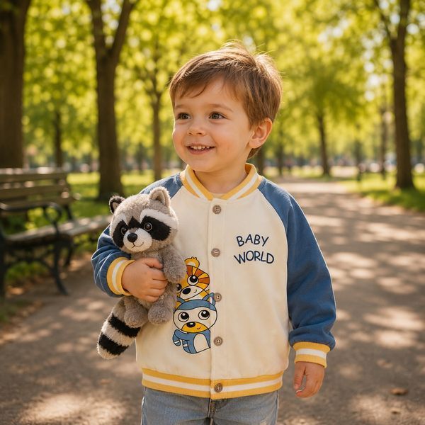Бомбер дитячий зі звірятами Baby World, 90см, Синій фото