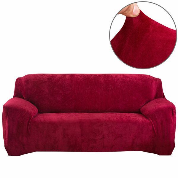 Чехол для защиты трехместного дивана Diana Textile Plush Velvet, 195-230 см, Бордовый фото