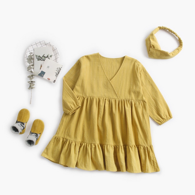 Сукня дитяча бавовняна з пов'язкою 80см Жовтий (6913) фото