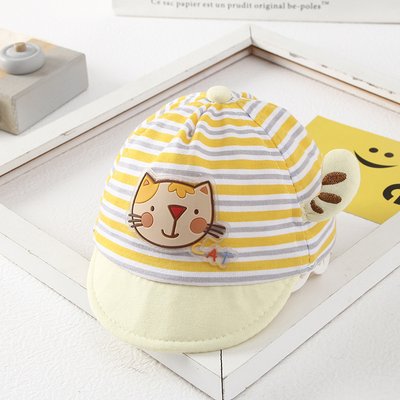 Дитяча кепка у смужку Cat (Жовтий 40-46см) фото