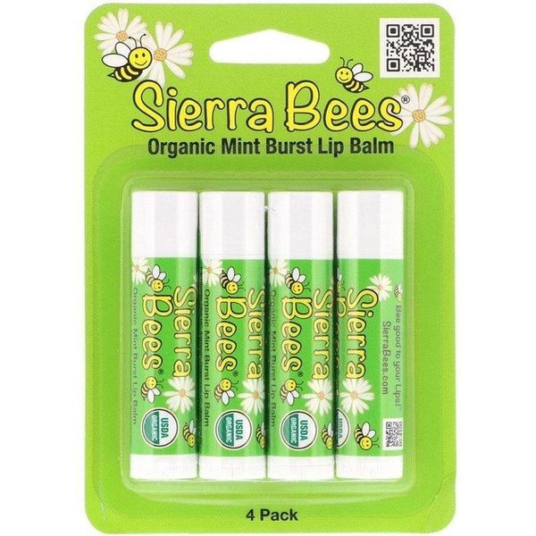 Набор органических бальзамов для губ "Мятный взрыв" Mint Burst Sierra Bees Organic Lip Balms 4 в упаковке 4,25 г каждый фото