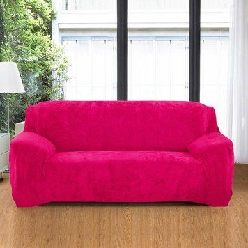 Чехол для защиты трехместного дивана Diana Textile Plush Velvet, 195-230 см, Розовый фото