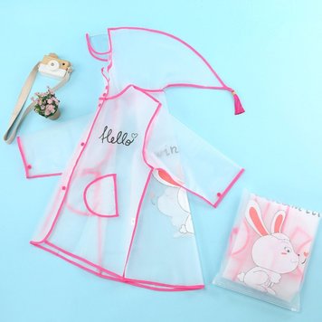 Дощовик дитячий Hello з капюшоном (Розовый 110см) фото