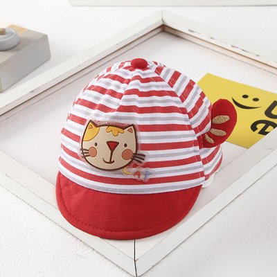 Дитяча кепка у смужку Cat (Червона 40-46см) фото