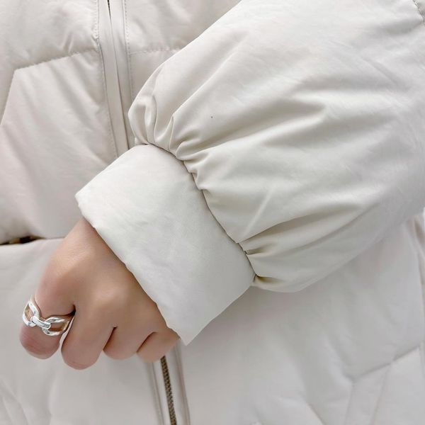 Жіноча куртка з квітчастим підкладом M Молочний (а4029) фото