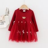 Платье детское однотонное с короной Красный 80см 9836 9836-80см-Чер фото