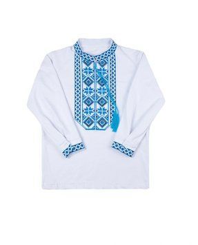 Сорочка вишиванка з довгим рукавом №17, Блакитний, 146 (11 років) фото